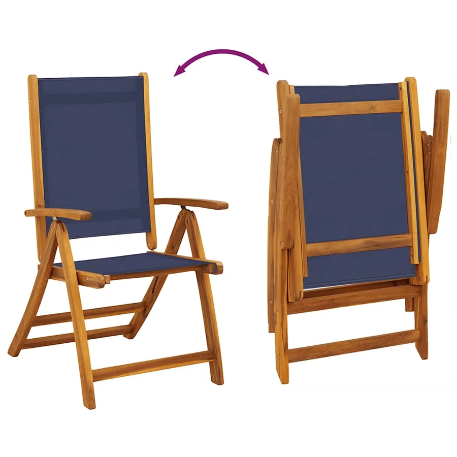 Chaises pliables de jardin lot de 4 bois d'acacia et textilène - 7
