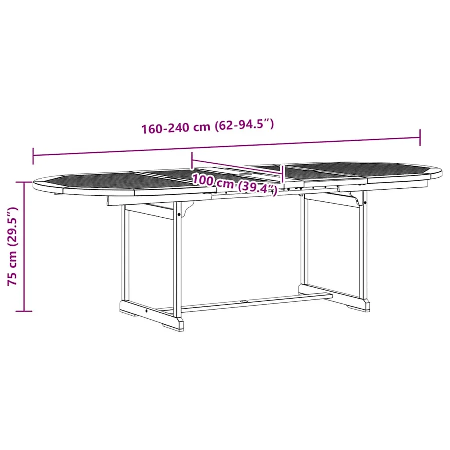 Ensemble à Manger de jardin 7pcs bois d'acacia solide textilène - 15