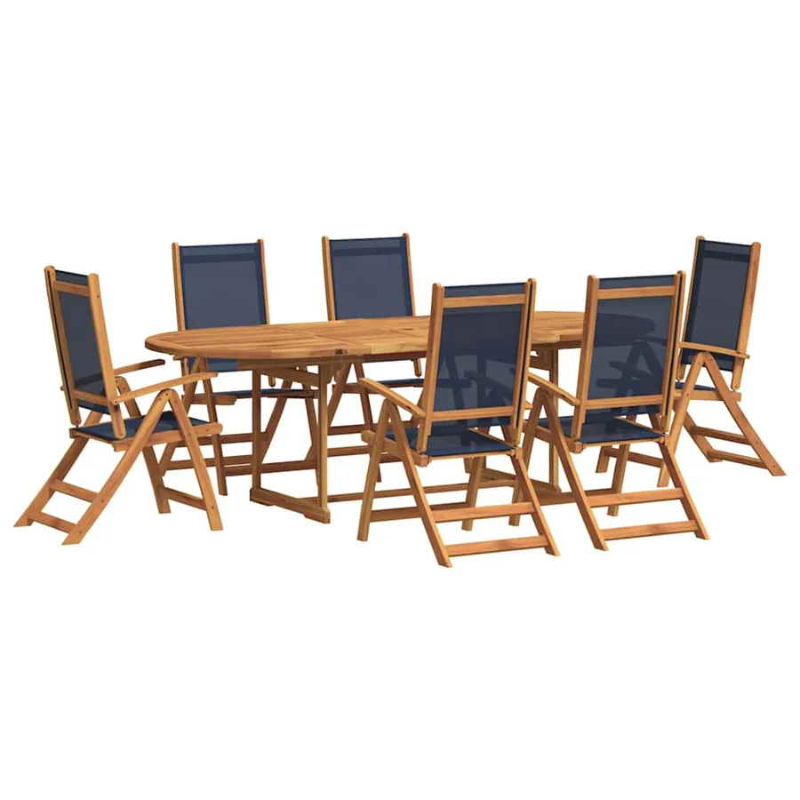 Ensemble à Manger de jardin 7pcs bois d'acacia solide textilène - 2