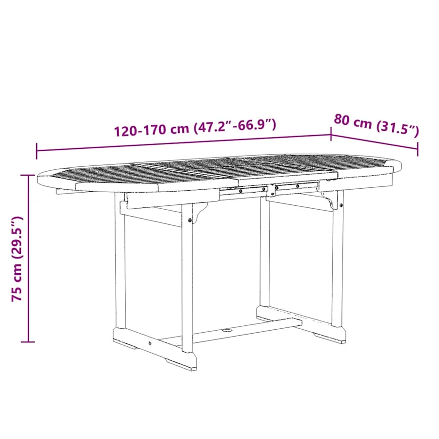 Ensemble à Manger de jardin 7pcs bois d'acacia solide textilène - 16