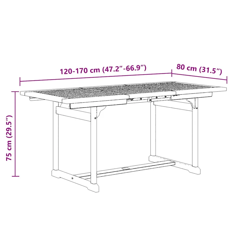 Ensemble à Manger de jardin 7pcs bois d'acacia solide textilène - 14
