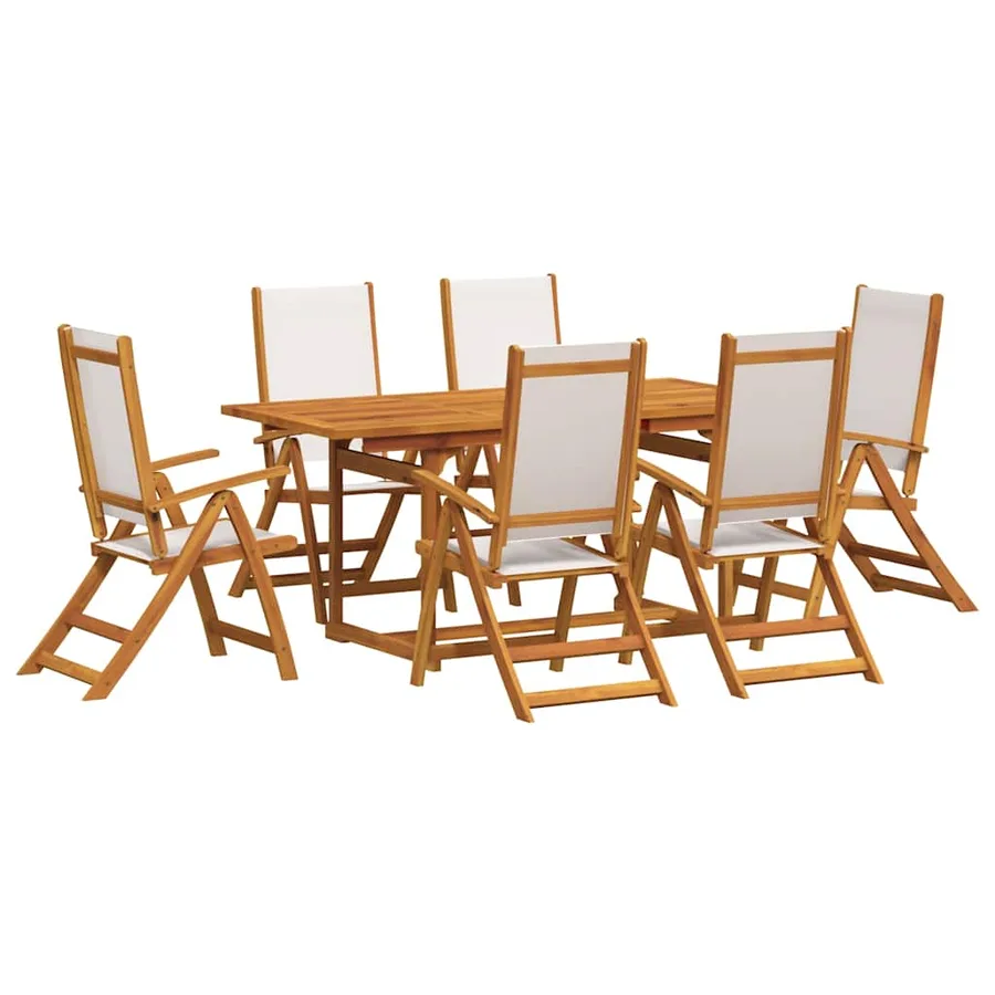 Ensemble à Manger de jardin 7pcs bois d'acacia solide textilène - 2