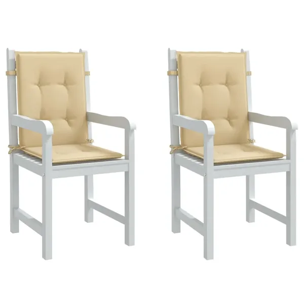 Coussins de chaise à dossier bas lot de 2 beige mélangé tissu