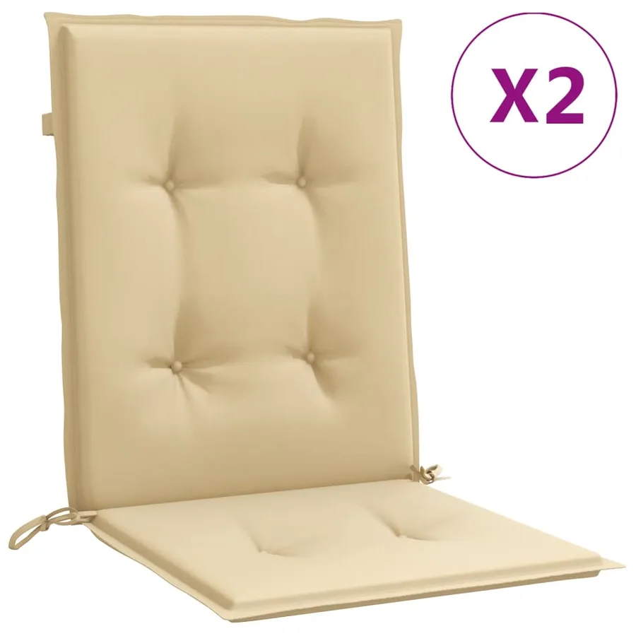 Coussins de chaise à dossier bas lot de 2 beige mélangé tissu - 2