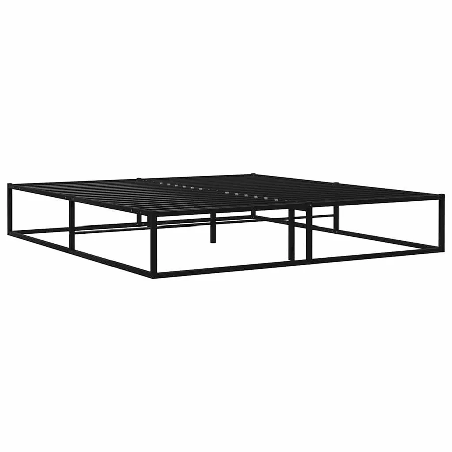 Cadre de lit sans matelas noir métal 140x200 cm - 2