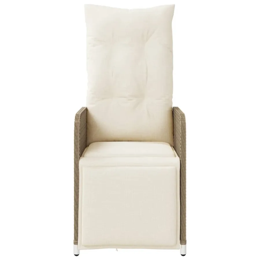 Chaises inclinables de jardin lot de 2 et coussins beige rotin - 4