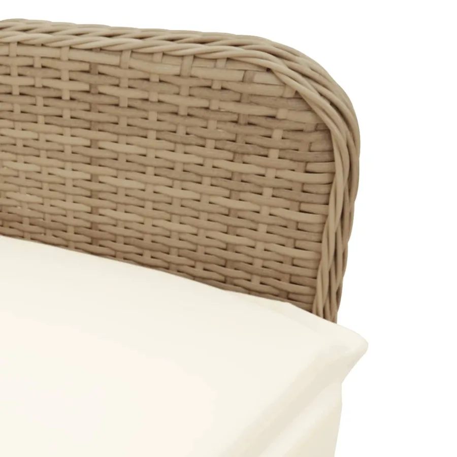 Chaises inclinables de jardin lot de 2 et coussins beige rotin - 8