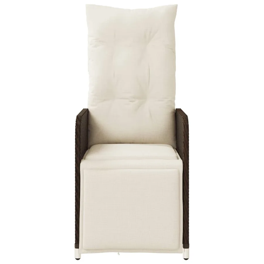 Chaises inclinables de jardin lot de 2 et coussins marron rotin - 4