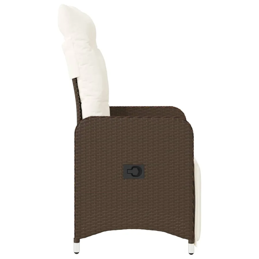 Chaises inclinables de jardin lot de 2 et coussins marron rotin - 5