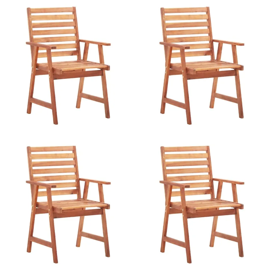 Chaises à manger d'extérieur lot de 4 et coussins Acacia massif - 2