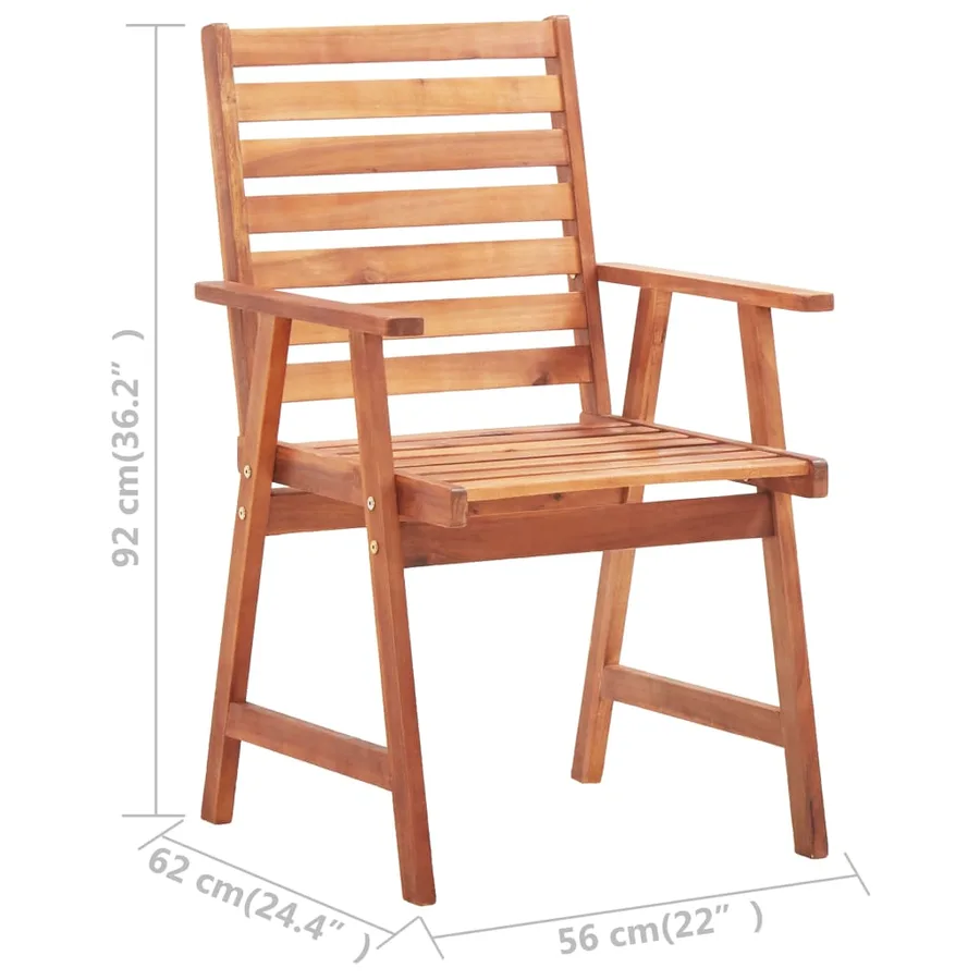 Chaises à manger d'extérieur lot de 4 et coussins Acacia massif - 6