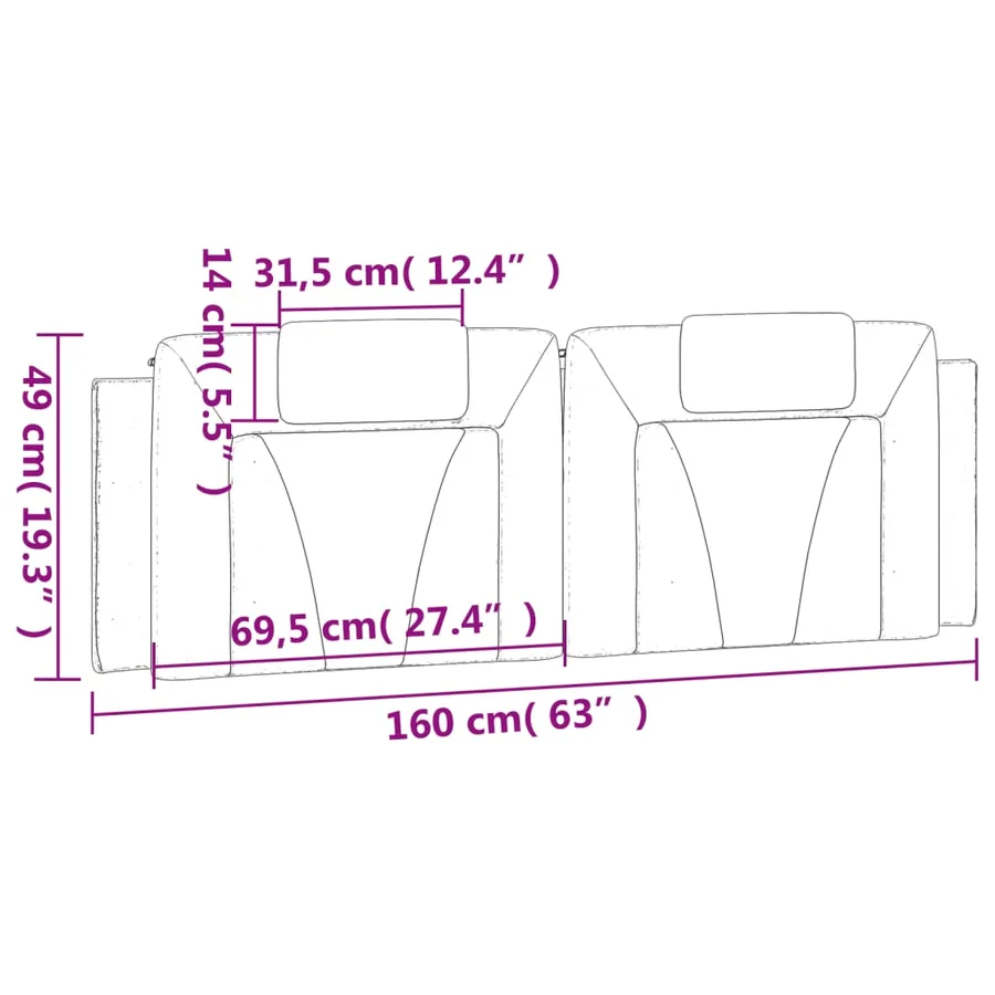 Coussin de tête de lit Viana blanc et noir 160 cm similicuir - 11