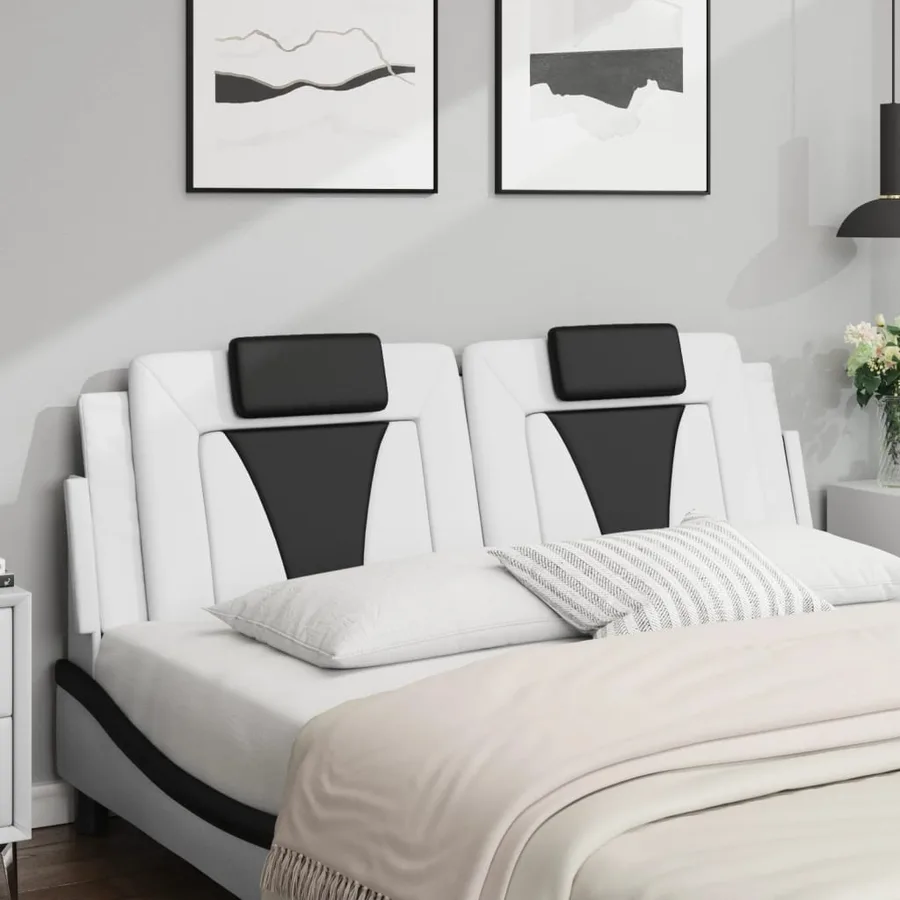 Coussin de tête de lit Viana blanc et noir 160 cm similicuir - 3