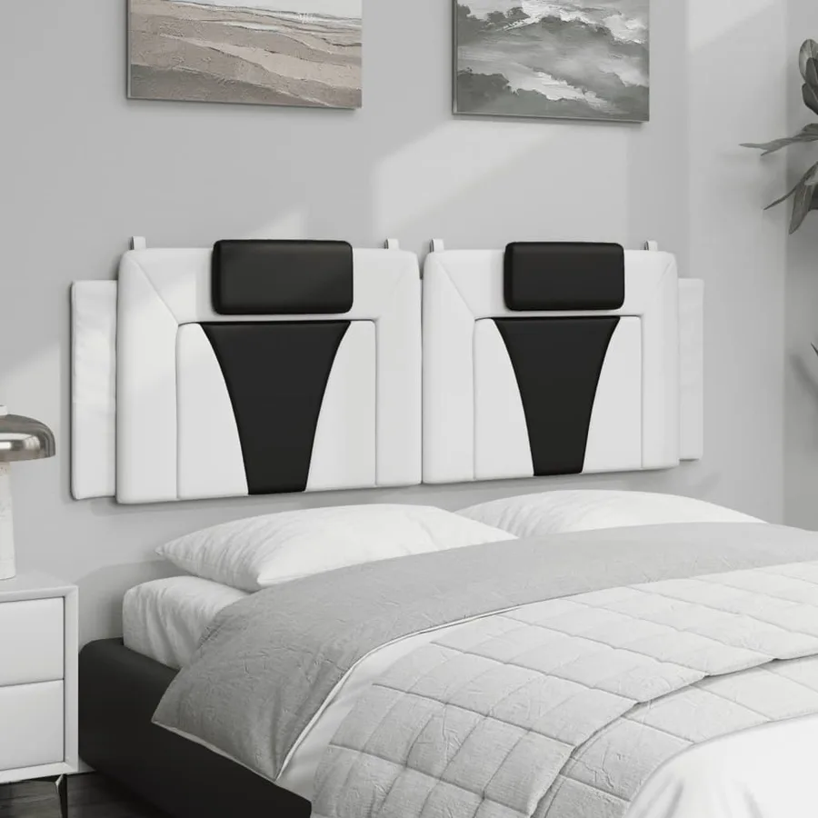 Coussin de tête de lit Viana blanc et noir 160 cm similicuir - 4