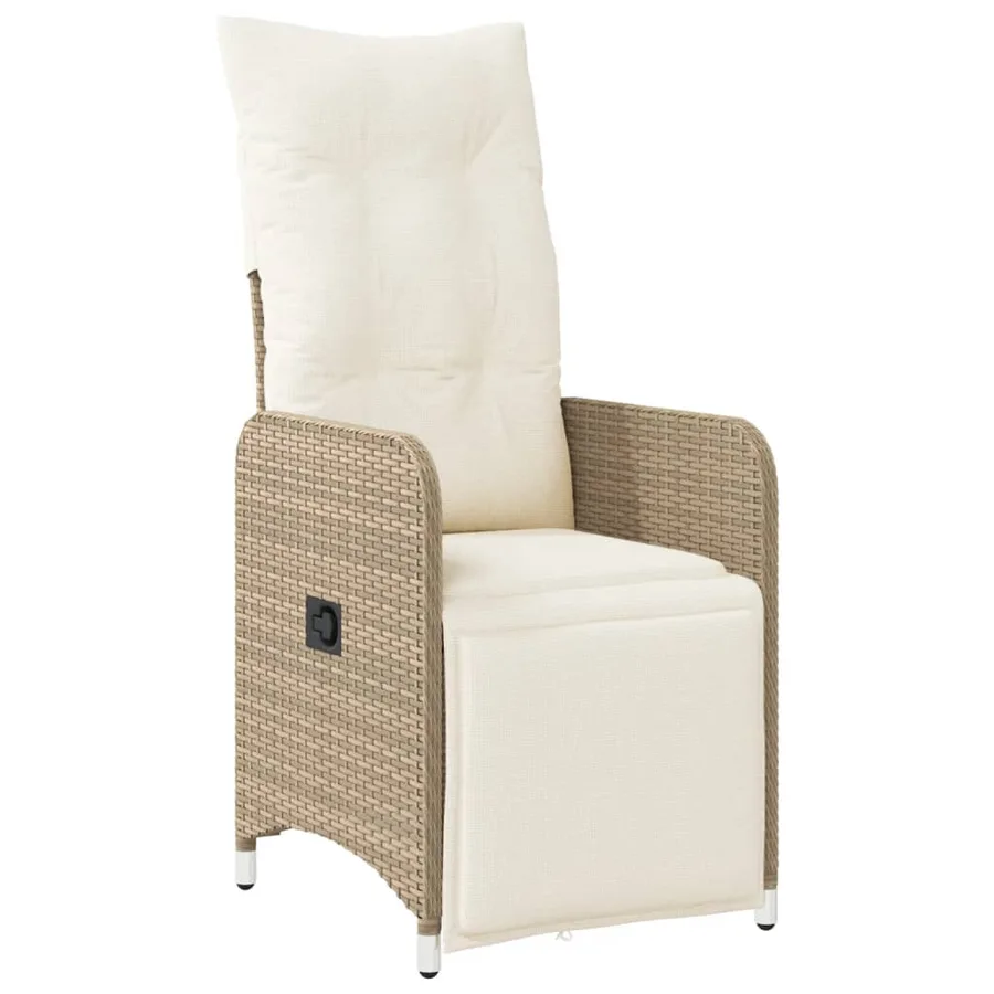 Chaises inclinables de jardin lot de 2 avec table beige rotin - 4