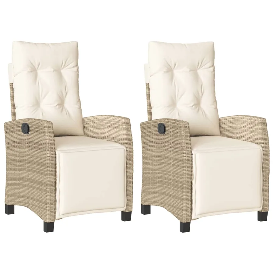 Chaises inclinables de jardin lot de 2 avec repose-pied rotin - 2