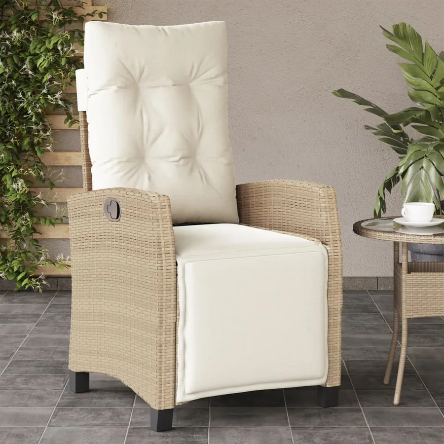 Chaises inclinables de jardin lot de 2 avec repose-pied rotin - 3