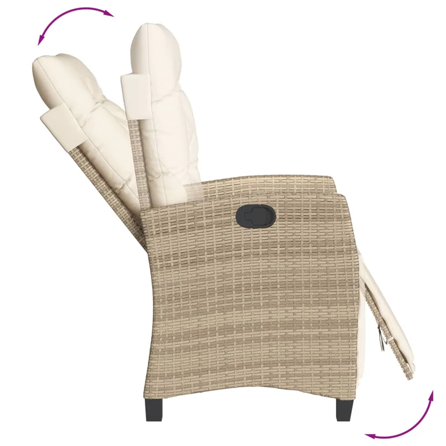 Chaises inclinables de jardin lot de 2 avec repose-pied rotin - 8