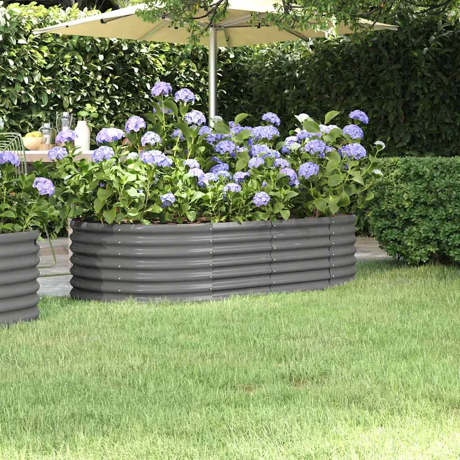 Raised garden bed Galvanised steel 152x80x36 cm grey