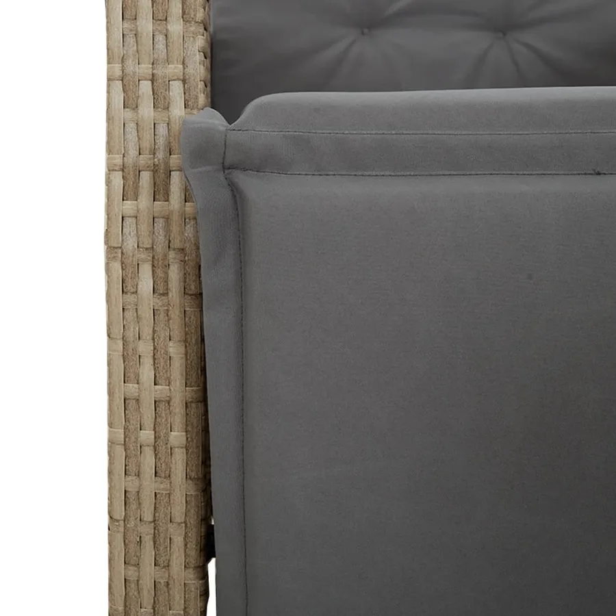 Ensemble à manger de jardin coussins 4 pcs beige résine tressée - 6