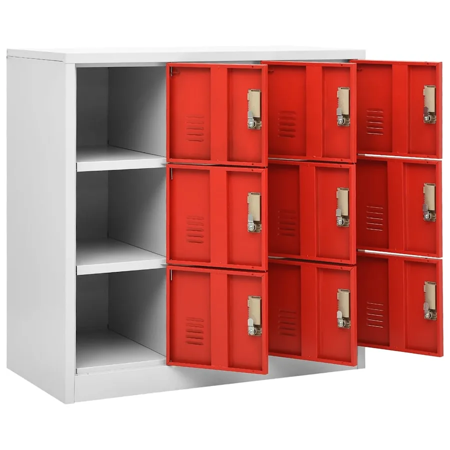 Armoire à casiers Gris clair et rouge 90x45x92,5 cm Acier - 5