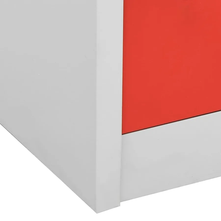 Armoire à casiers Gris clair et rouge 90x45x92,5 cm Acier - 7