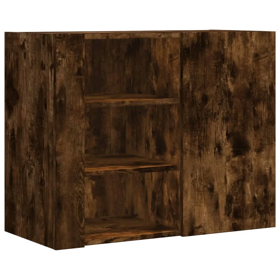 Armoire murale chêne fumé 75x35x60 cm bois d'ingénierie - 2