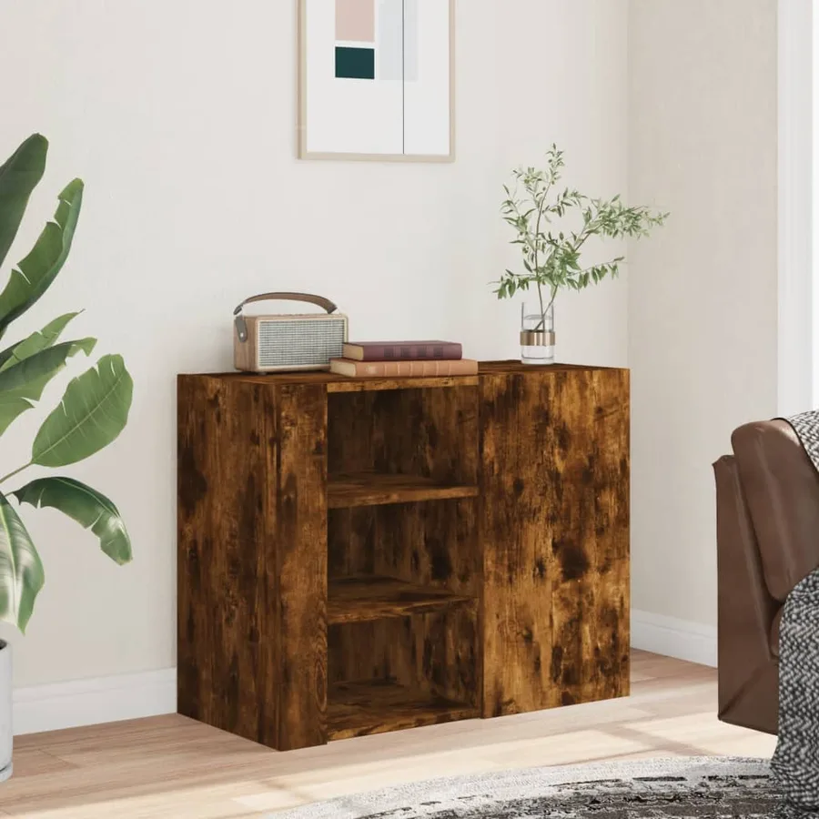 Armoire murale chêne fumé 75x35x60 cm bois d'ingénierie - 3
