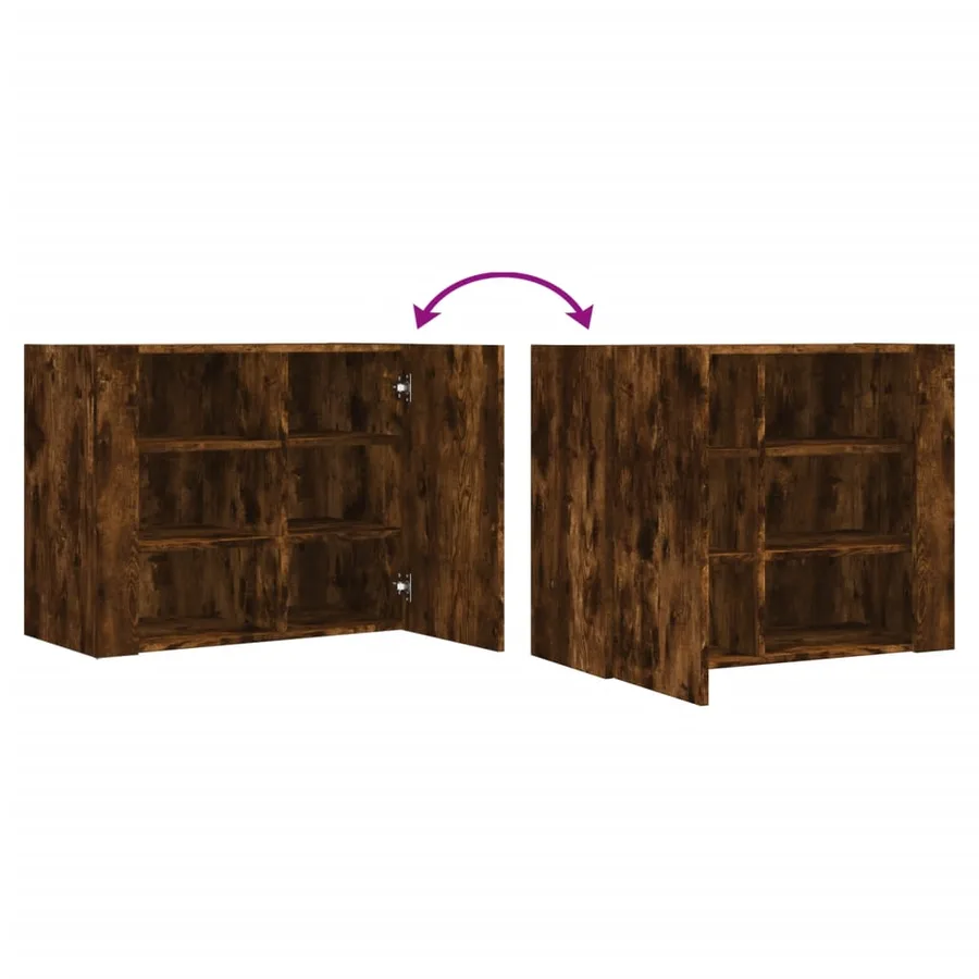 Armoire murale chêne fumé 75x35x60 cm bois d'ingénierie - 8