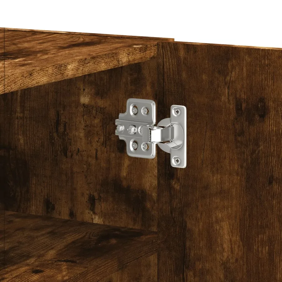 Armoire murale chêne fumé 75x35x60 cm bois d'ingénierie - 9