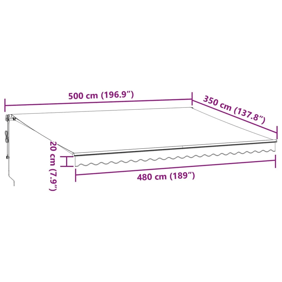 Auvent rétractable automatique avec LED bordeaux 500x350 cm - 13