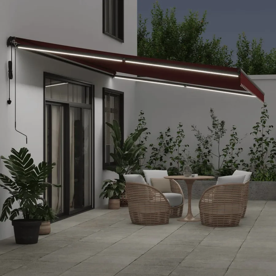 Auvent rétractable automatique avec LED bordeaux 500x350 cm - 3