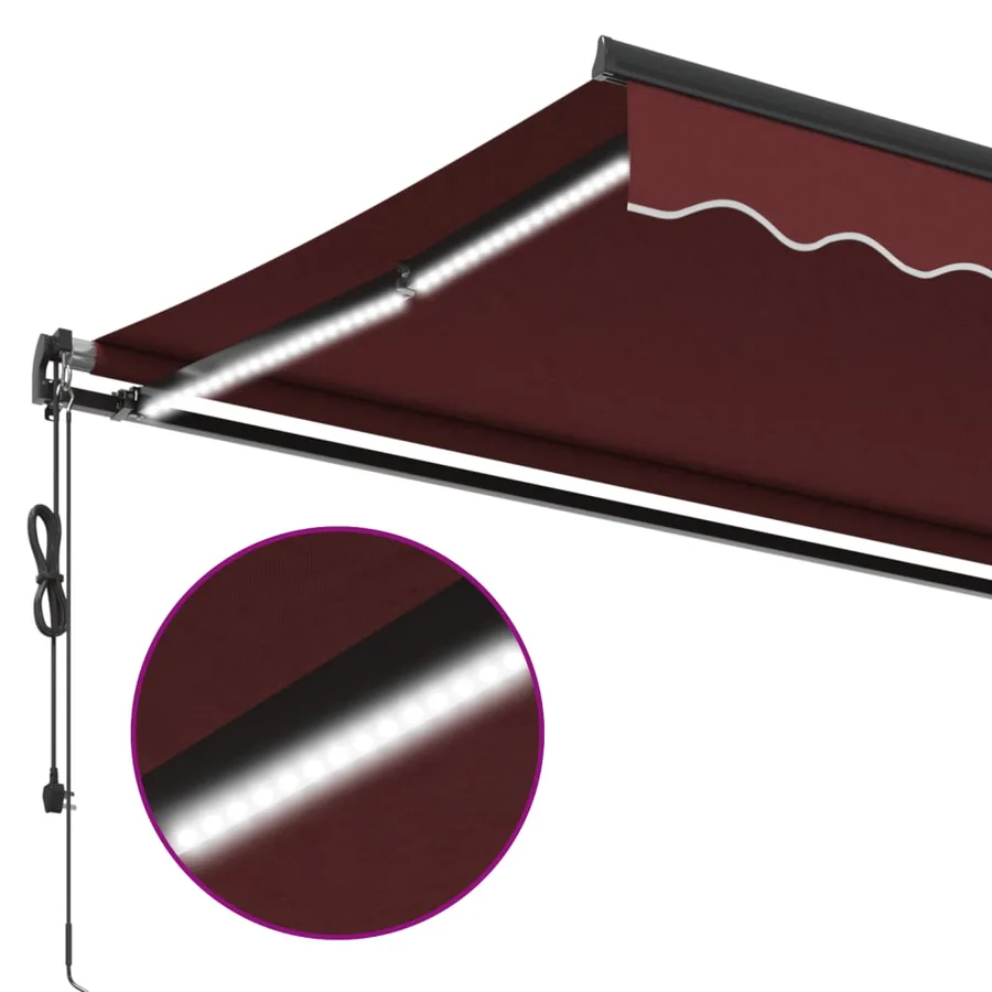 Auvent rétractable automatique avec LED bordeaux 500x350 cm - 8