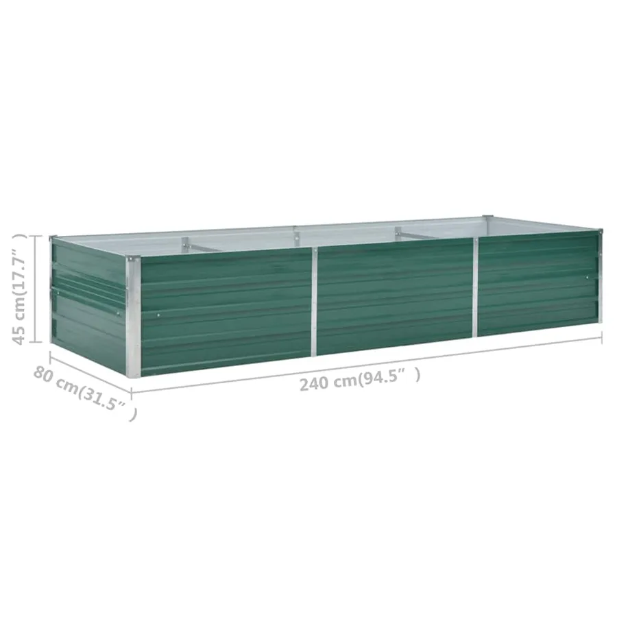 Raised garden bed Galvanised steel 240x80x45 cm Green - 8