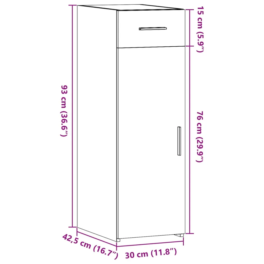 Buffet chêne fumé 30x42,5x93 cm bois d'ingénierie - 11