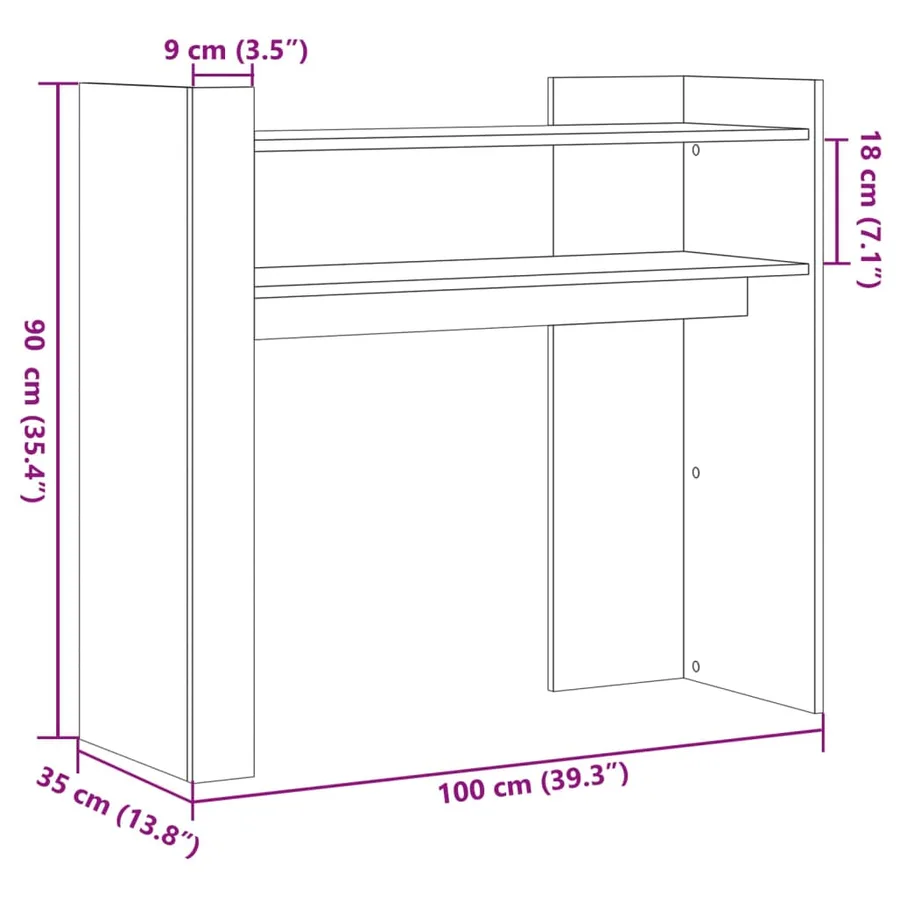Table console chêne sonoma 100x35x90 cm bois d'ingénierie - 8