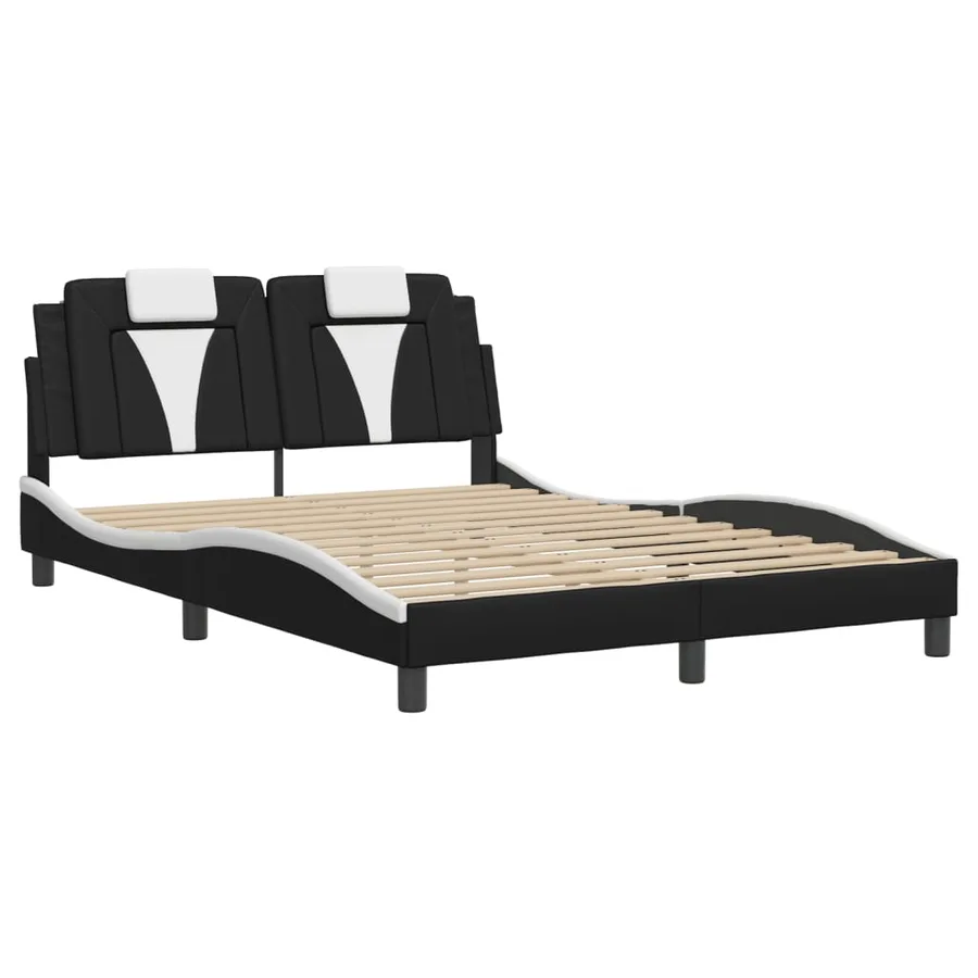 Cadre de lit Viana avec LED sans matelas noir et blanc 140x200 cm - 3