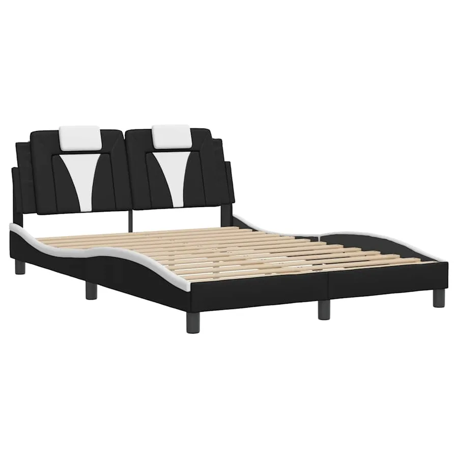 Cadre de lit Viana sans matelas noir et blanc 140x200 cm similicuir - 3