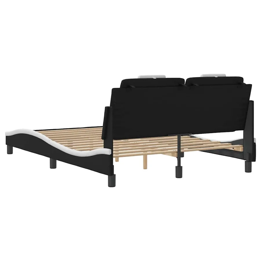 Cadre de lit Viana sans matelas noir et blanc 140x200 cm similicuir - 6