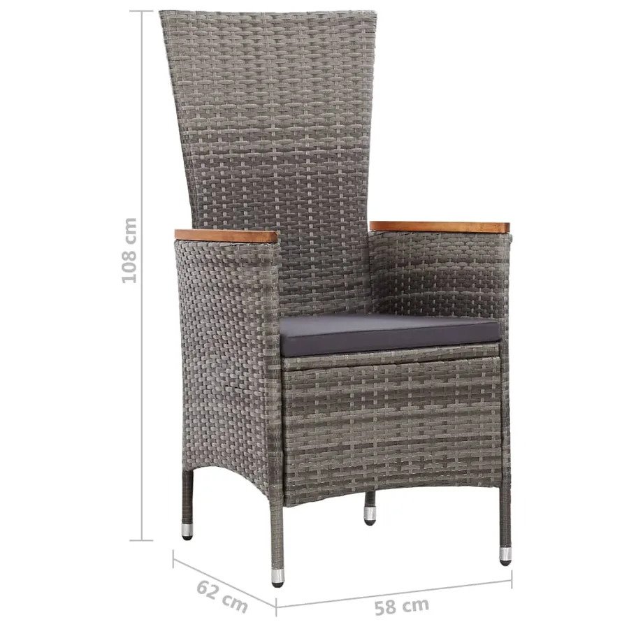 Ensemble à manger d'extérieur 9pcs coussins Résine tressée Gris - 11