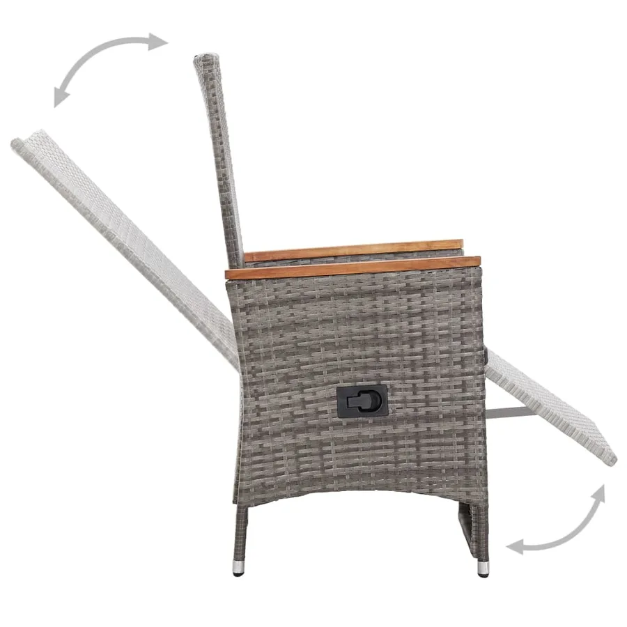 Ensemble à manger d'extérieur 9pcs coussins Résine tressée Gris - 7