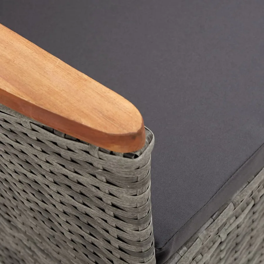Ensemble à manger d'extérieur 9pcs coussins Résine tressée Gris - 8