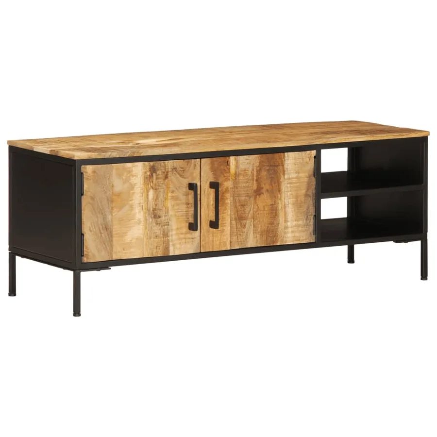 Meuble TV 110x35x40 cm bois massif de manguier brut - 2