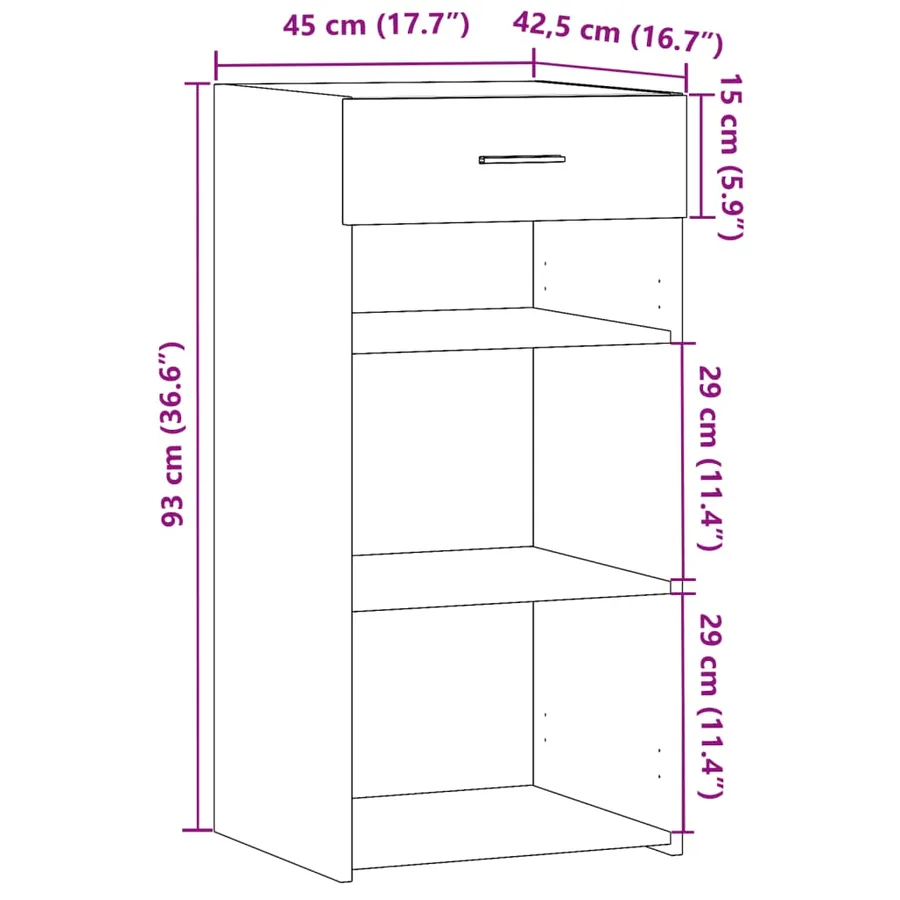 Buffet chêne marron 45x42,5x93 cm bois d'ingénierie - 10