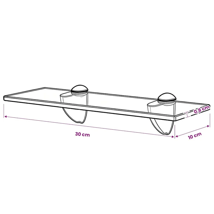 Étagère murale en verre 30 x 10 cm 8 mm - 5