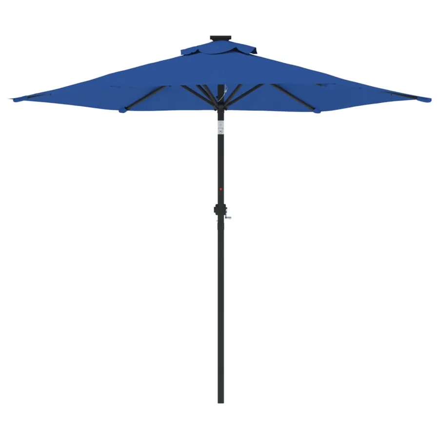 Parasol de jardin avec mât en acier bleu azuré 225x225x212 cm - 4