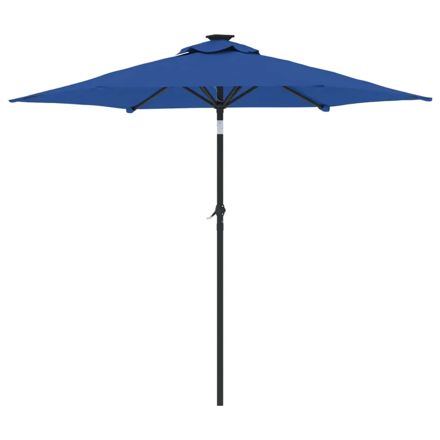 Parasol de jardin avec mât en acier bleu azuré 225x225x212 cm - 5