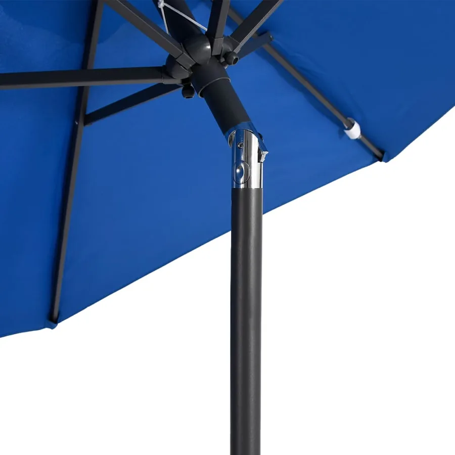 Parasol de jardin avec mât en acier bleu azuré 225x225x212 cm - 7