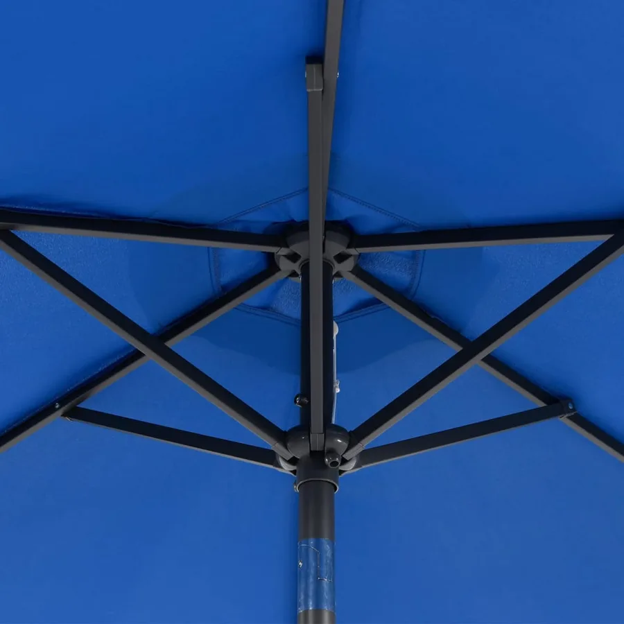 Parasol de jardin LED mât en acier bleu azuré 225x225x212 cm - 12