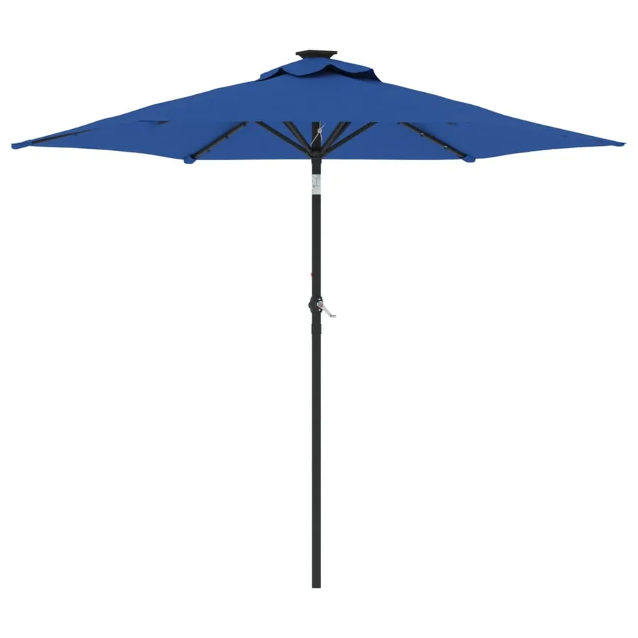 Parasol de jardin LED mât en acier bleu azuré 225x225x212 cm - 2